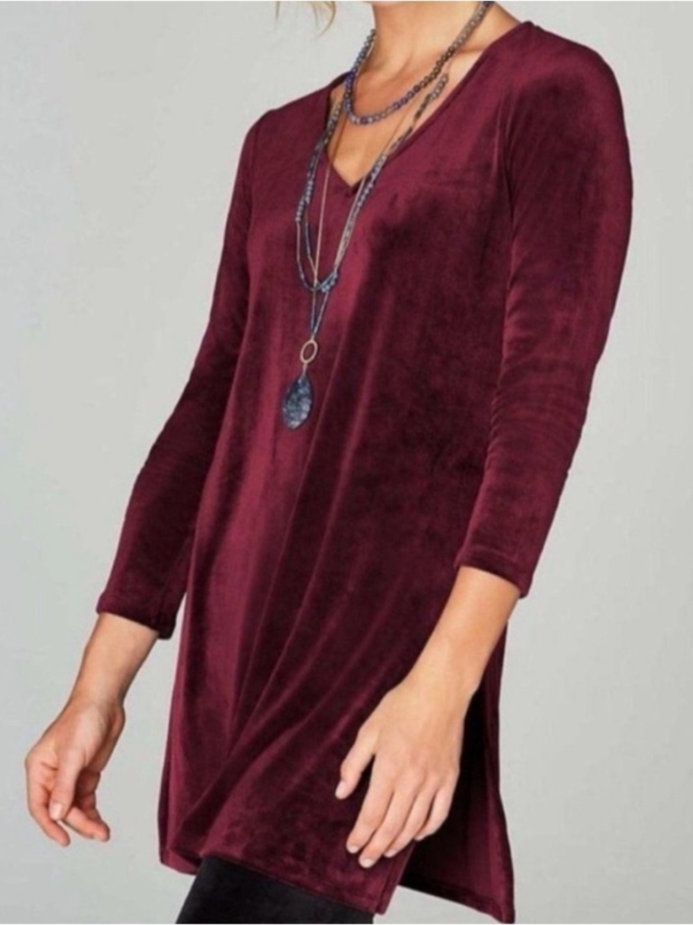 PURE JILL Velvet Tunic Top